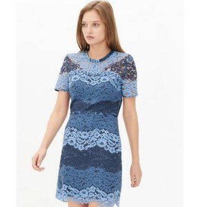 Sandro Rebecca Blue Stripe Lace Dress